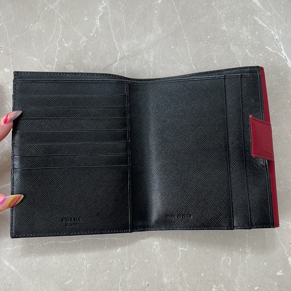Prada RARE Red Nylon Logo Oversized Trifold Wallet - Picture 11 of 17